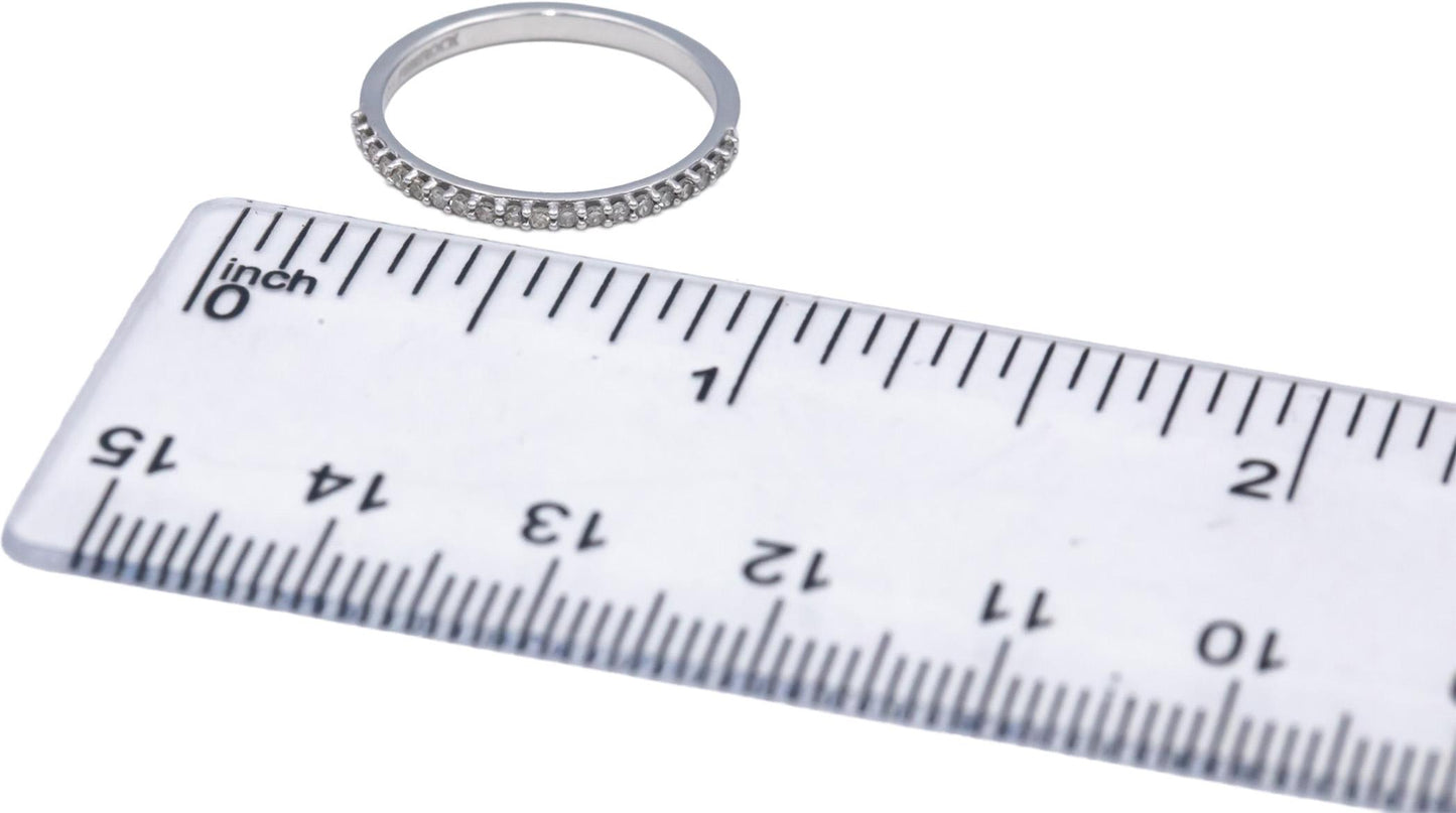 10k White Gold Round Diamond Wedding Band Stacking Ring 0.10CT Size 5