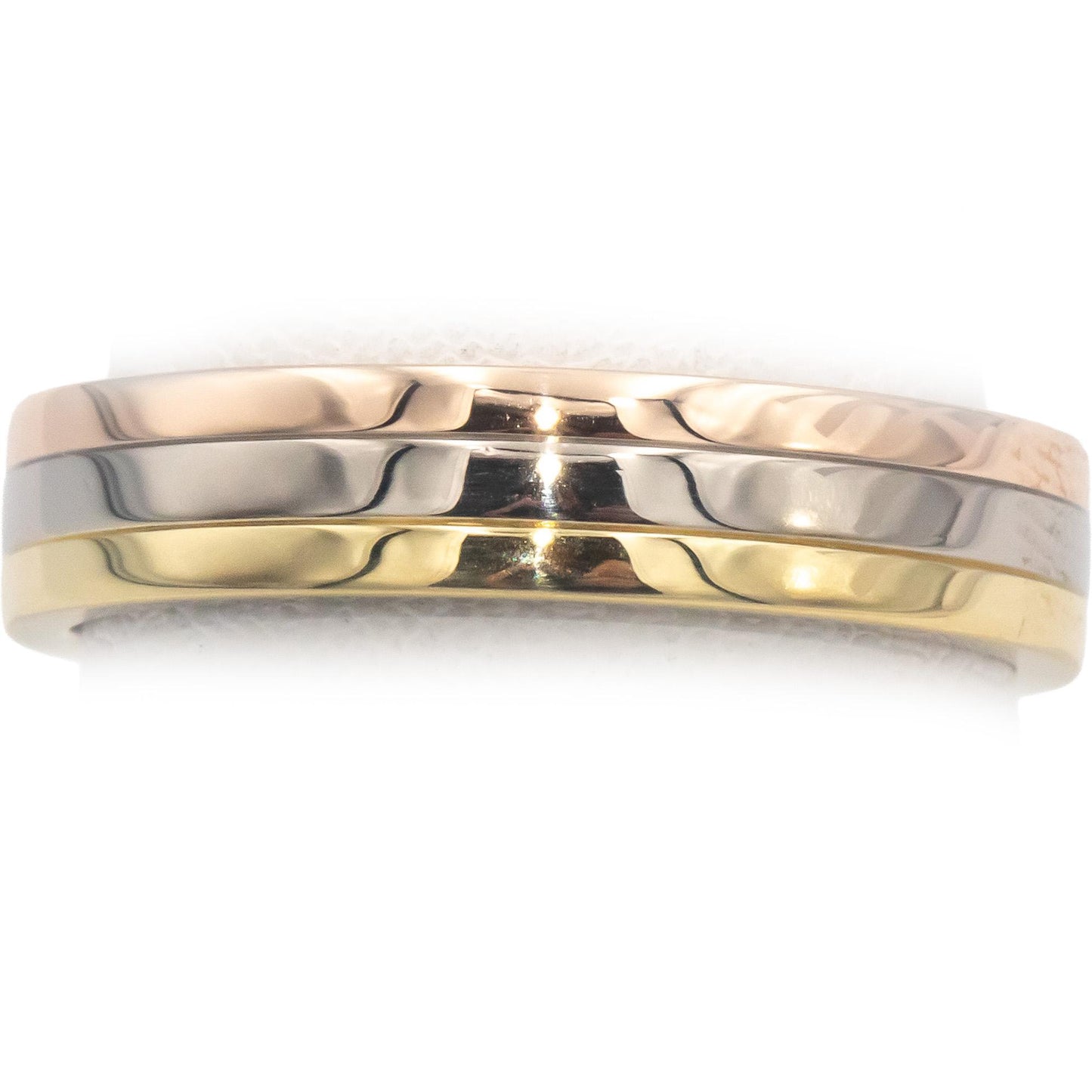 CARTIER 18k Rose White Yellow Gold Vendome Louis Band Ring Size 9 Euro 60