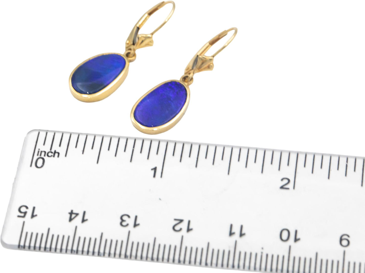 14k Yellow Gold 4.0CT Cabochon Bezel Set Opal Drop Dangle Earrings