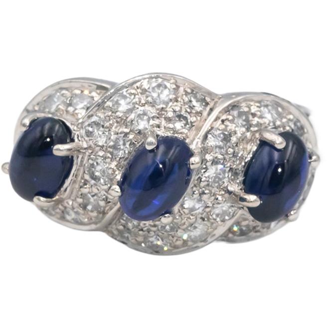 Platinum Diamond & Blue Sapphire Pave Cluster Cocktail Ring 3.14CT Size 7