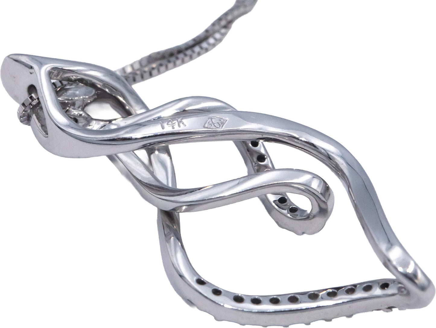 Diamond Round Cut 14k White Gold Abstract Pendant Necklace 0.10CT