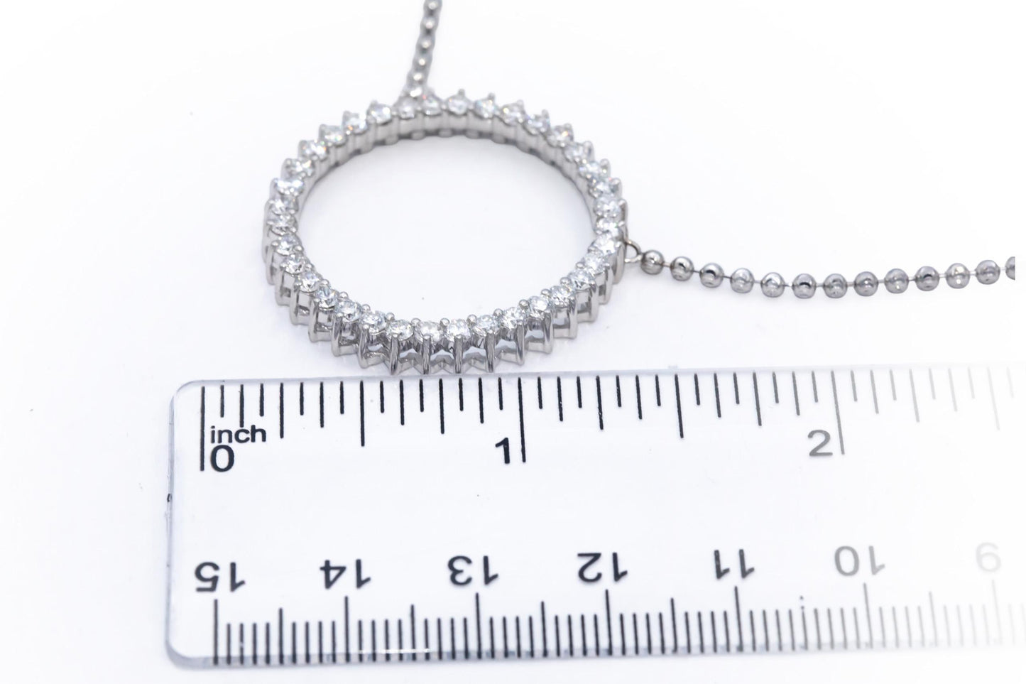 14k White Gold Lab Grown Round Diamond Circle Fixed Pendant Necklace 2.60CT