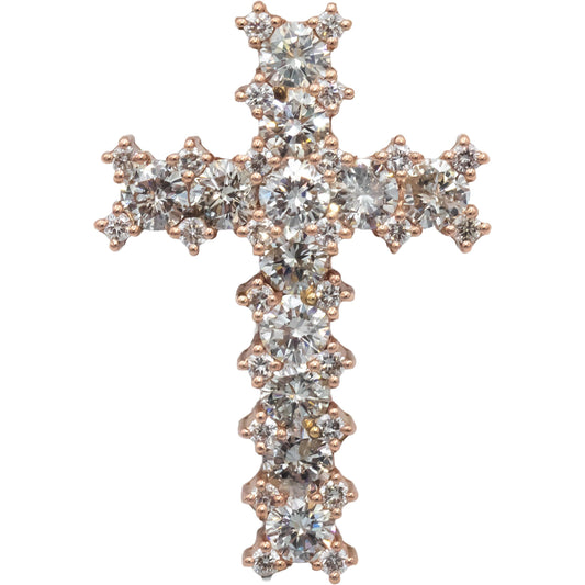 14k Rose Gold Jewelry Round Diamond Cross Crucifix Pendant 5.67CT