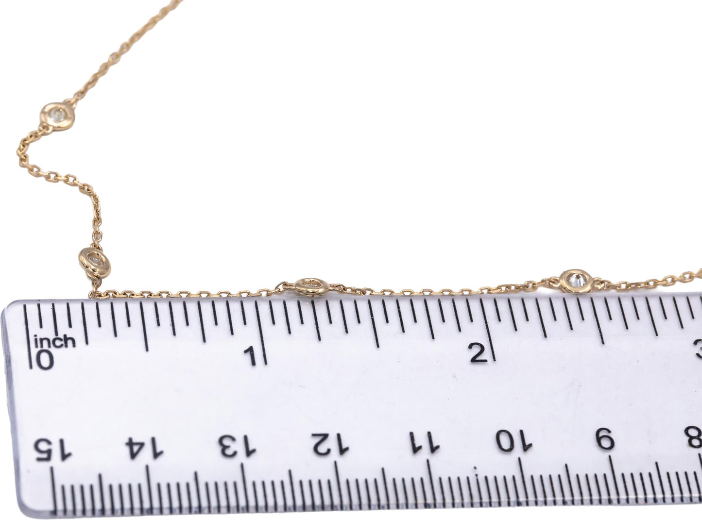 14k Yellow Gold Round Bezel Set VS Diamond By The Yard Necklace Chain 0.32CT