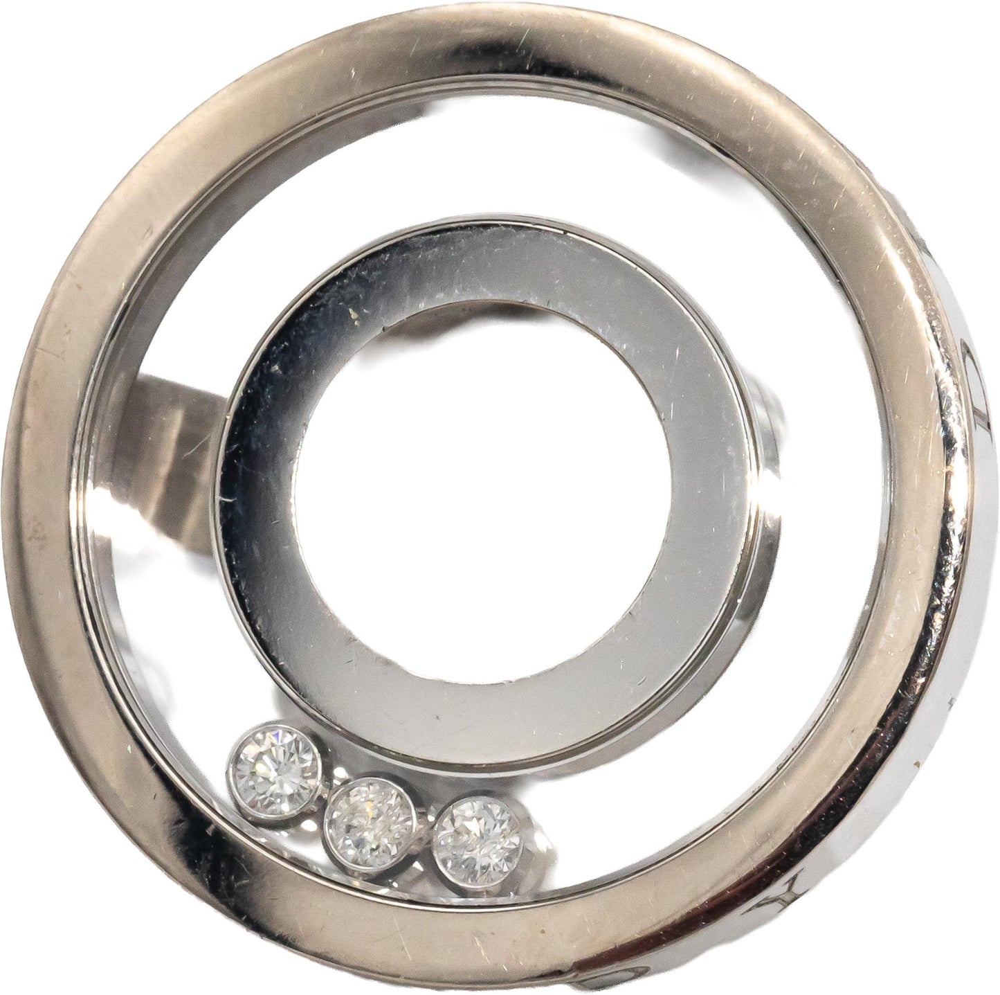 CHOPARD 18k White Gold Happy Diamond Ring 0.17CT Size 54 w/ Papers