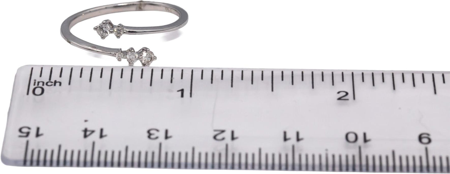 18k White Gold Round Diamond Wrap Around By Pass Ring 0.15CT Size 7.5