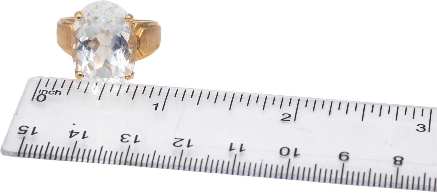 14k Yellow Gold Oval Cut Aquamarine Solitaire Ring 10.0CT Size 8.5