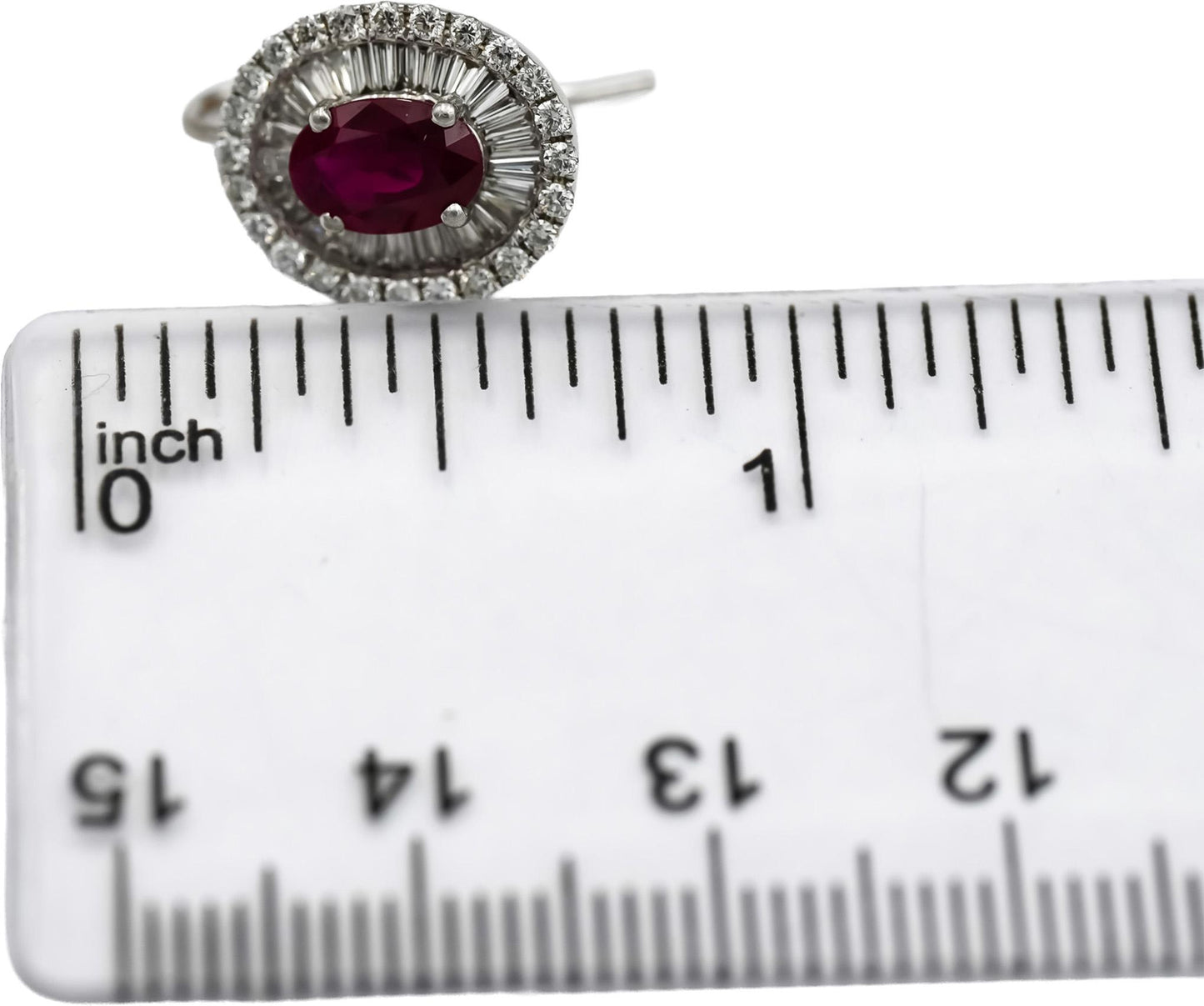18k White Gold Ruby and VS Diamond Dangle Earrings 3.10CTW