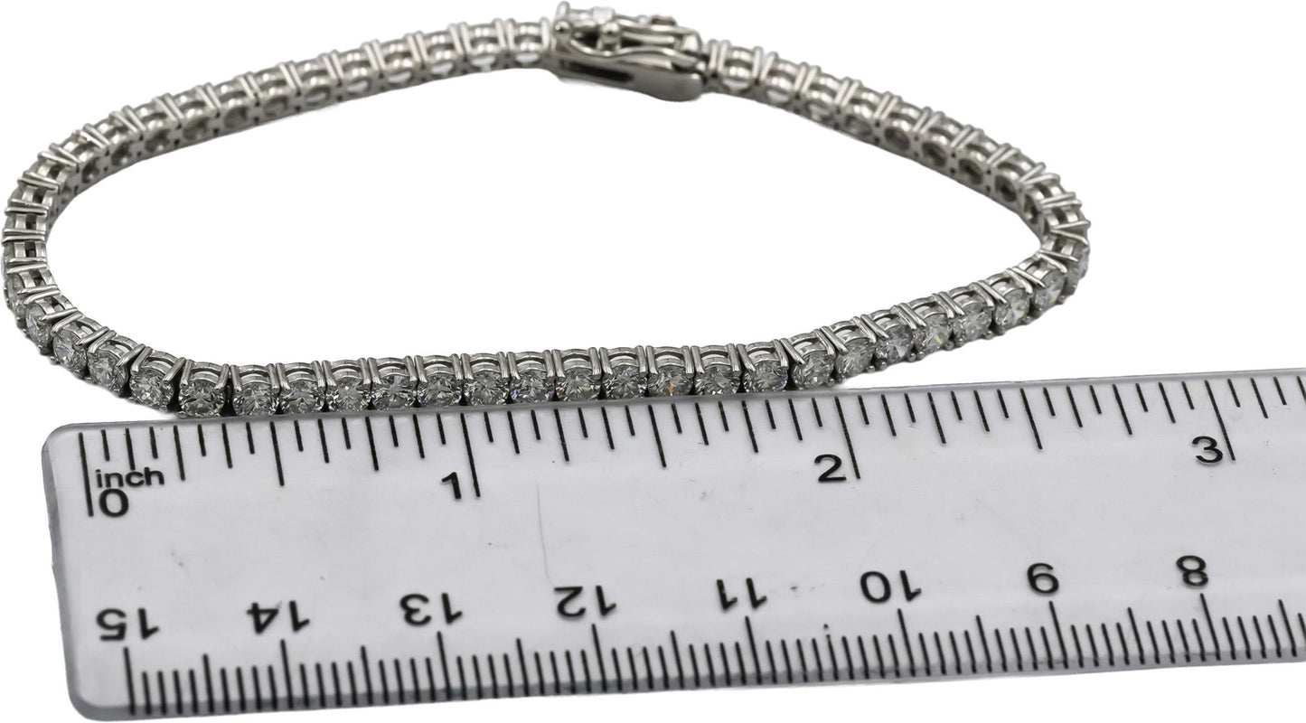 14k White Gold VS Round Lab-Grown Diamond Tennis Bracelet 6.82CT