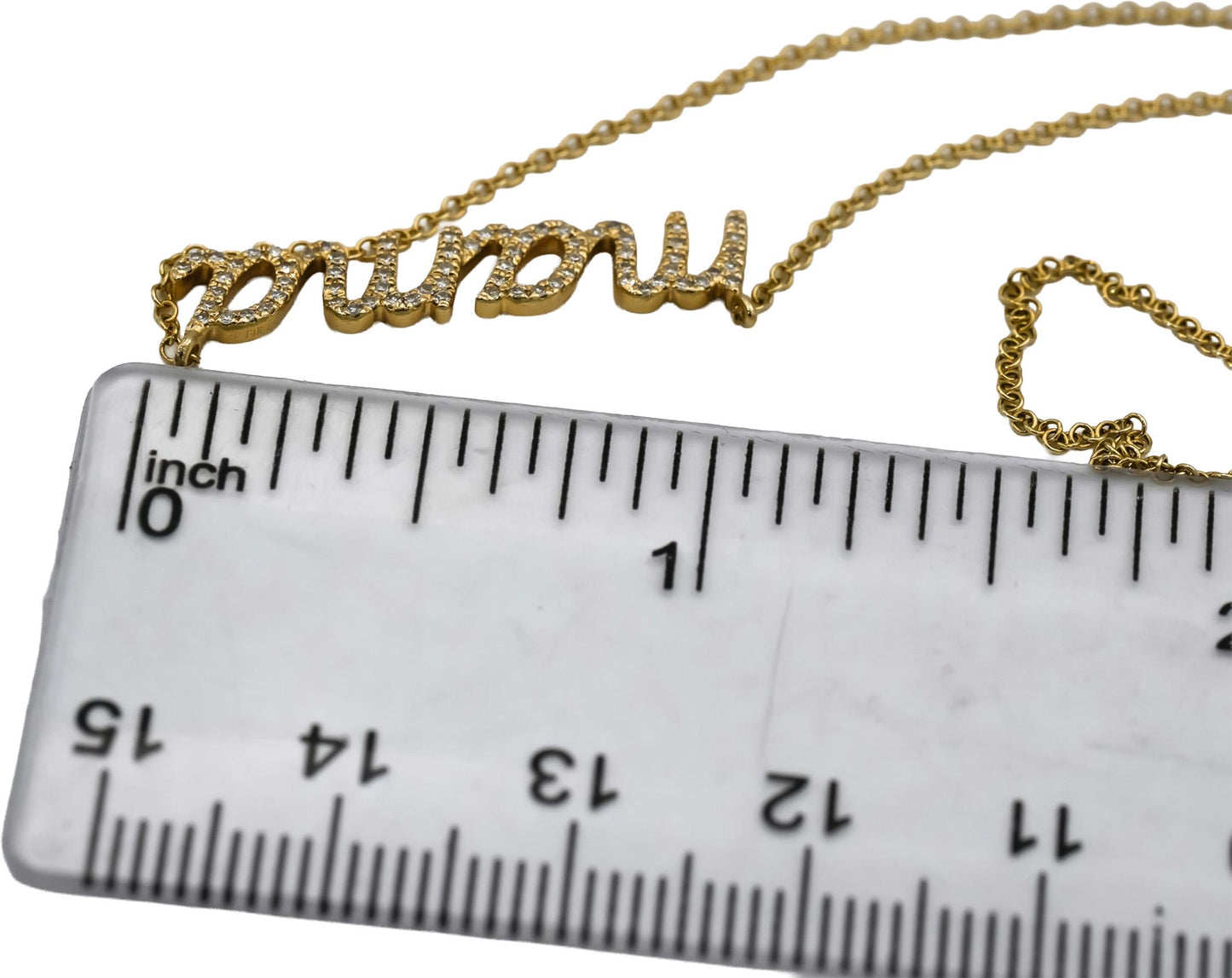 14k Yellow Gold Round Diamond "MAMA" Pendant Necklace 0.27CT