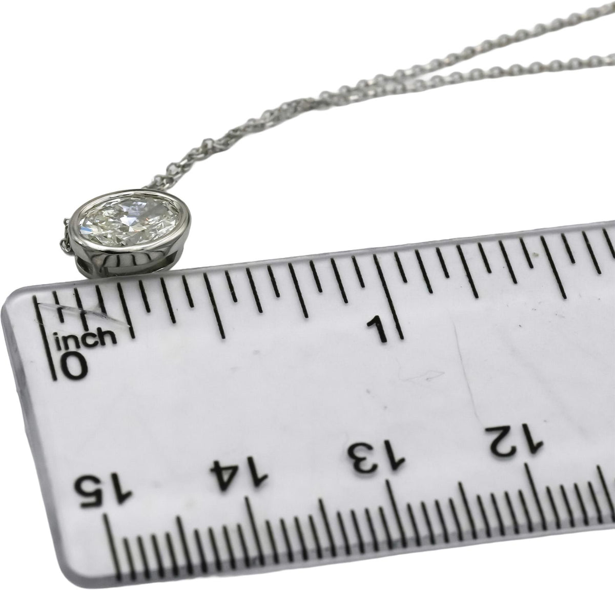 14k White Gold VS Oval Lab-Grown Diamond Solitaire Pendant Necklace 0.98CT