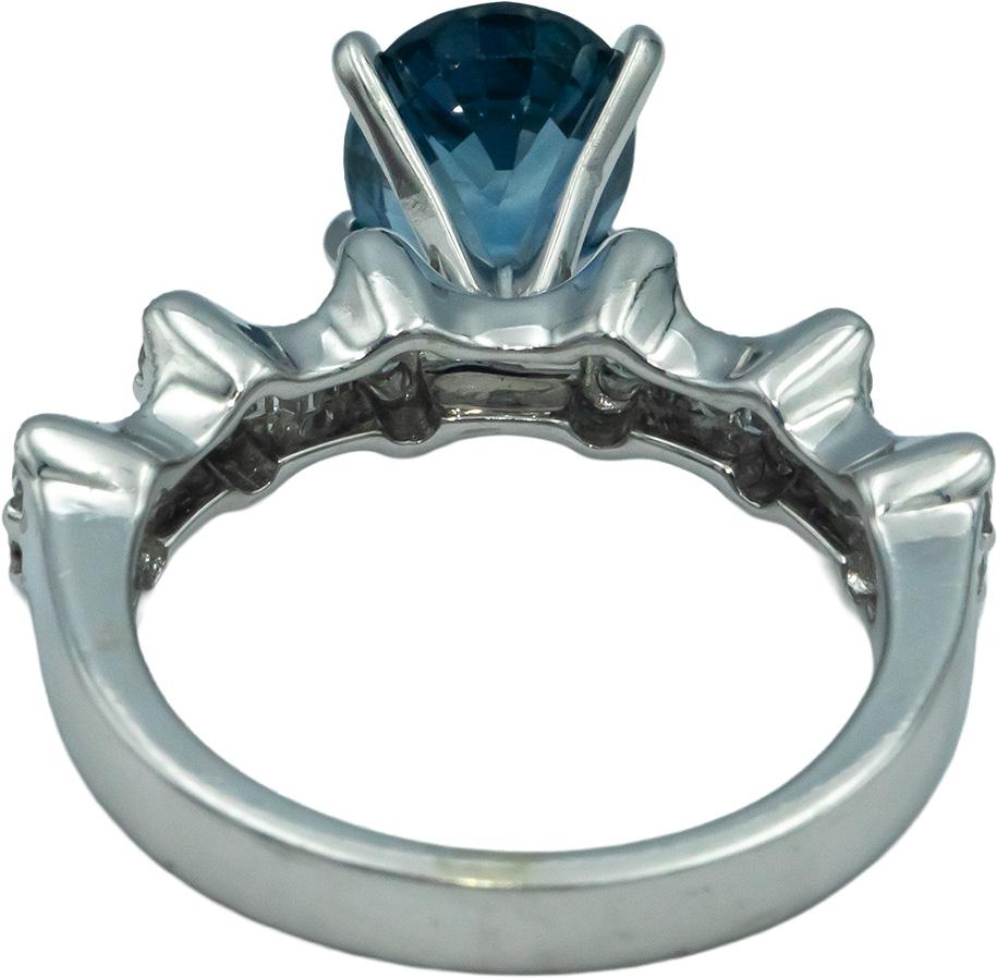 18k White Gold 2.65CT Diamond and Sapphire Engagement Ring Size 6.5
