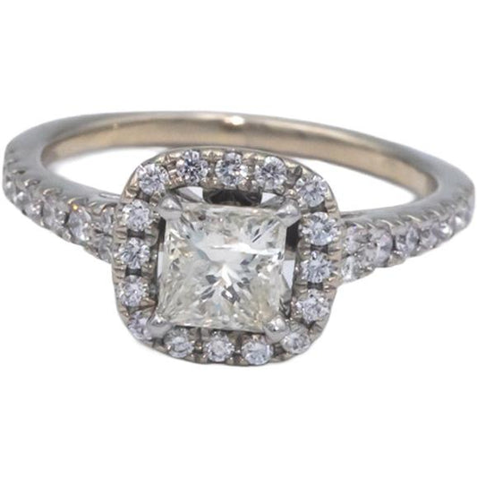 14k White Gold 1.33CT Diamond Engagement Ring w/ 1.08CT Princess Center Sz 5.25
