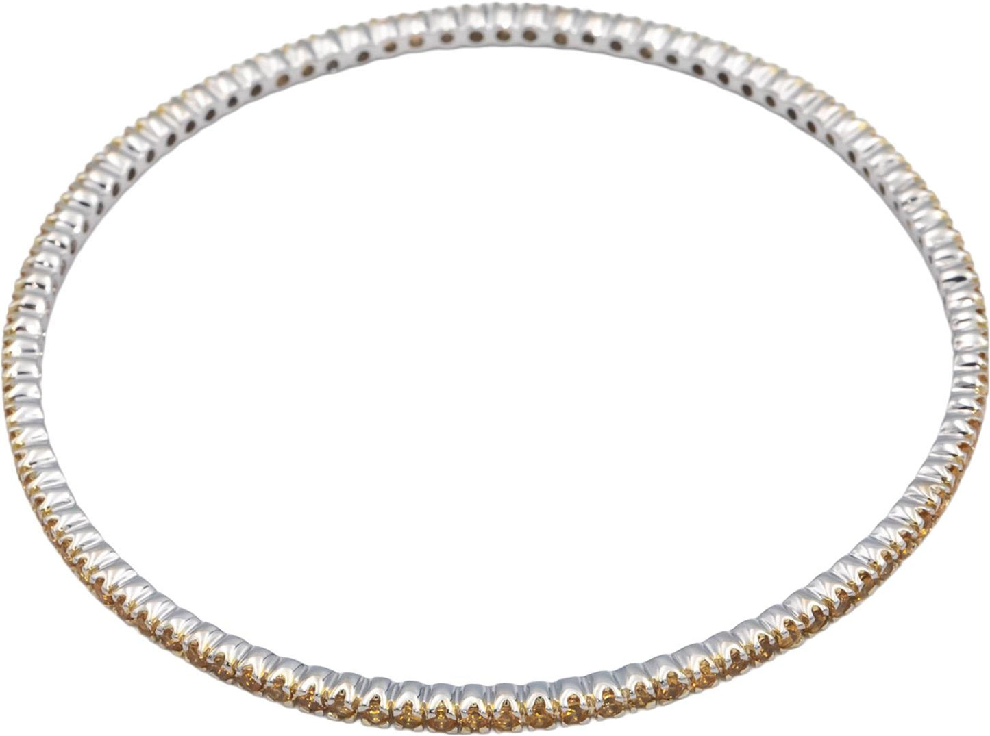 18k White Gold Round Yellow Sapphire Stackable Bangle Bracelet 3.0CT