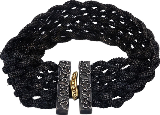 STAMBOLIAN 18k Gold Sterling Silver Wide Mesh Bracelet