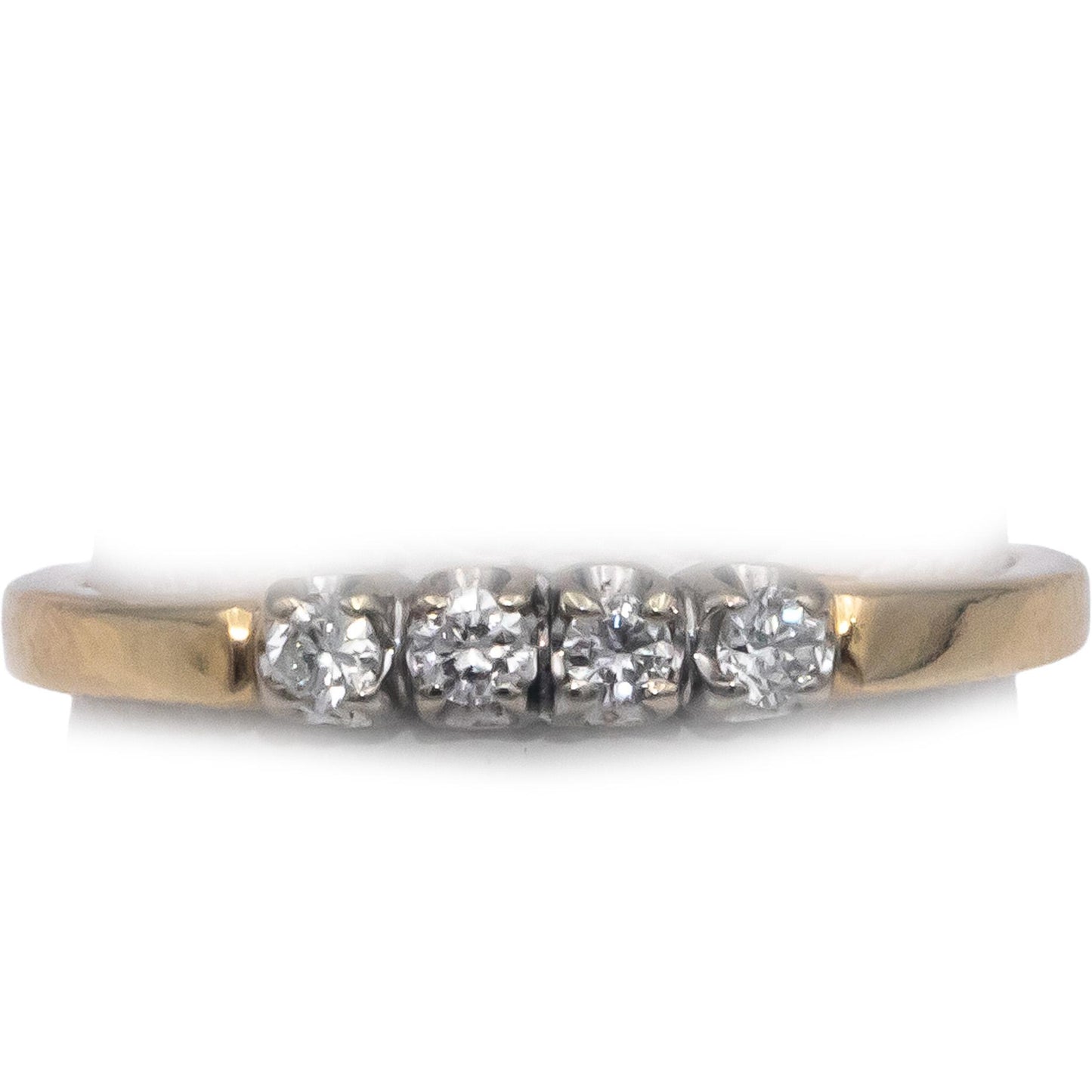 ORANGE BLOSSOM Vintage 14k White Yellow Gold 0.15CT VS Diamond Band Ring Sz 5.5
