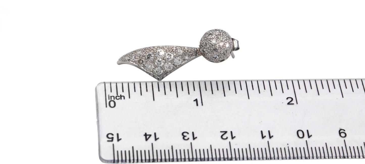 Platinum Round Diamond Cluster Drop Stud Earrings 1.0CT