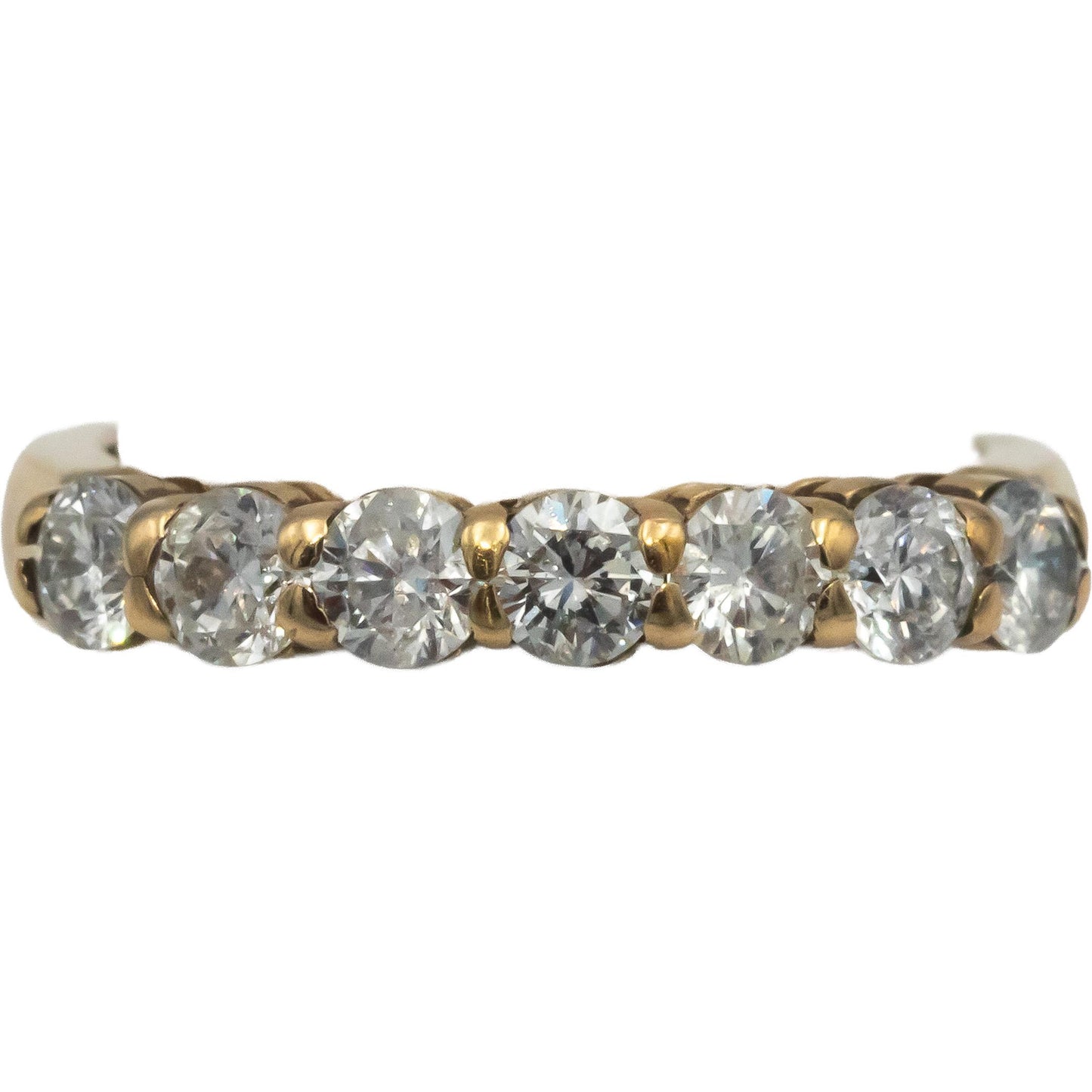 10k Yellow Gold 1.15CT Round Cut Diamond 7-Stone Band Ring Size 6.75