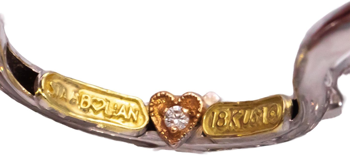 STAMBOLIAN 18k White Yellow Gold Diamond En Tremblant Leaf Double Ring 12.88CT