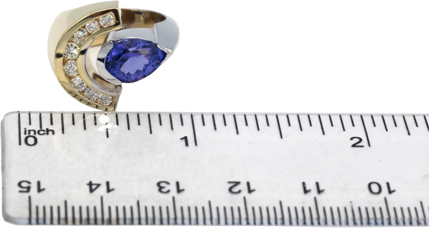 14k Yellow & White Gold 2.50CT VS Diamond and Tanzanite Ring Size 5
