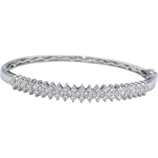 14k White Gold Jewelry 2.0CT Princess Cut Diamond Bangle Bracelet