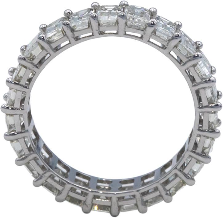 18k White Gold VS Emerald Cut Diamond Eternity Band Ring 4.25CT Size 6.5