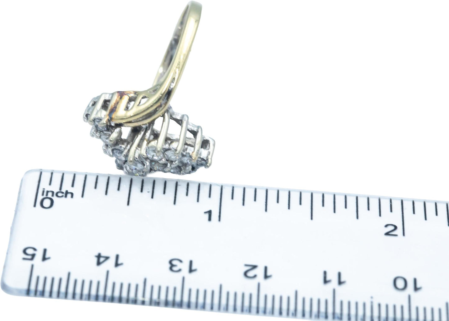 14k Yellow Gold VS Round Cut Diamond Cluster Cocktail Ring 0.75CT Size 8