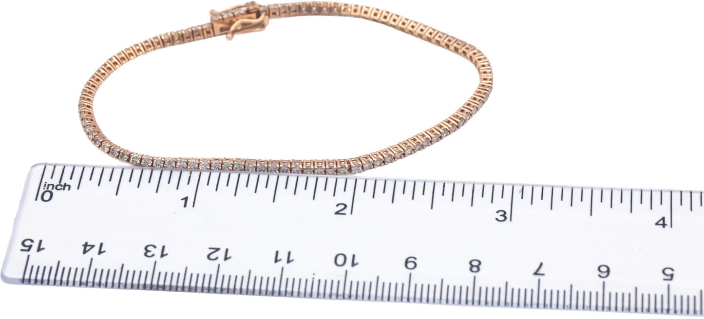 14k Rose Gold Jewelry 1.69CT Round Cut Prong Set Diamond Tennis Bracelet