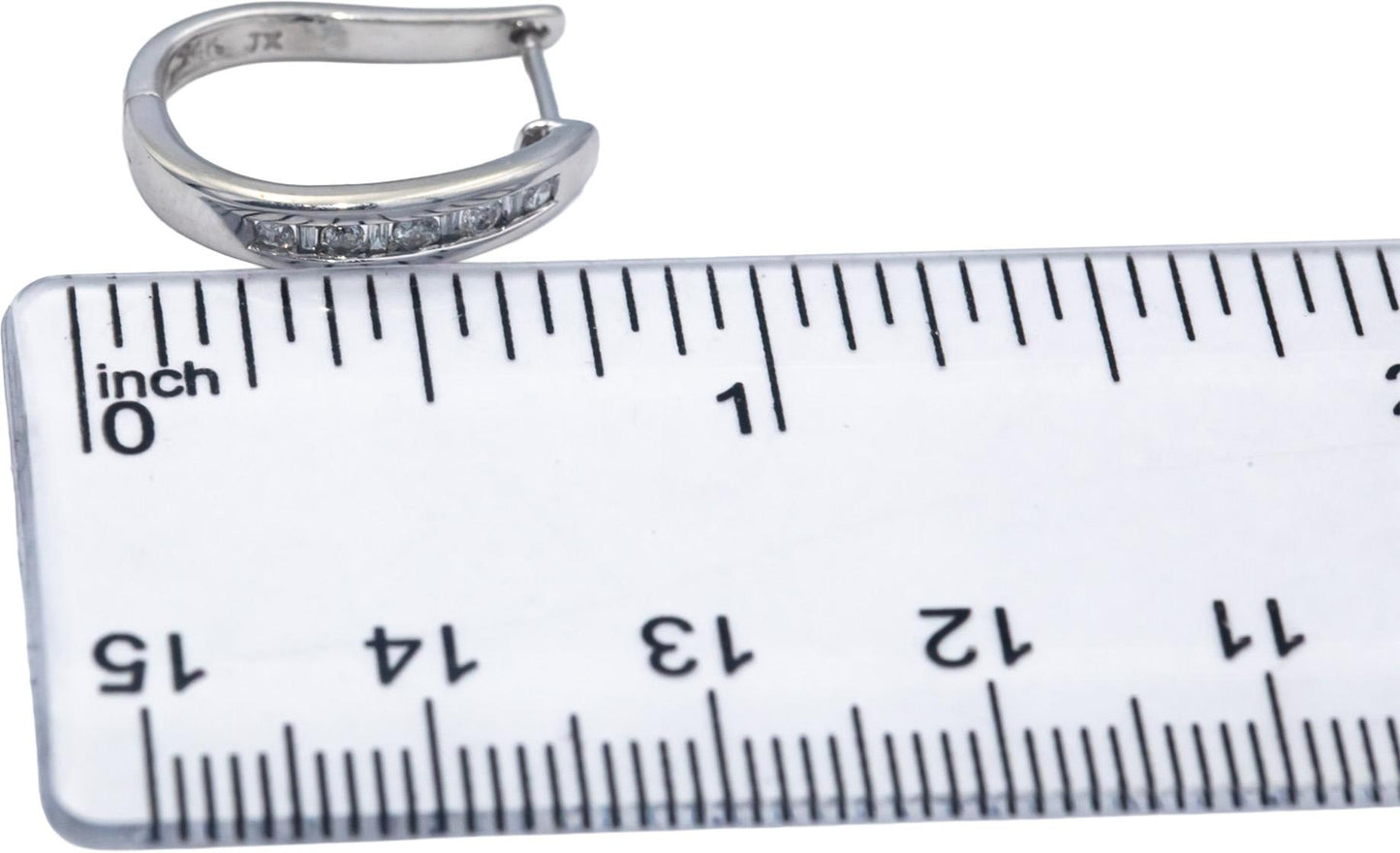 14k White Gold Jewelry 0.25CT Round Cut Channel Set Diamond Hoop Huggie Earrings