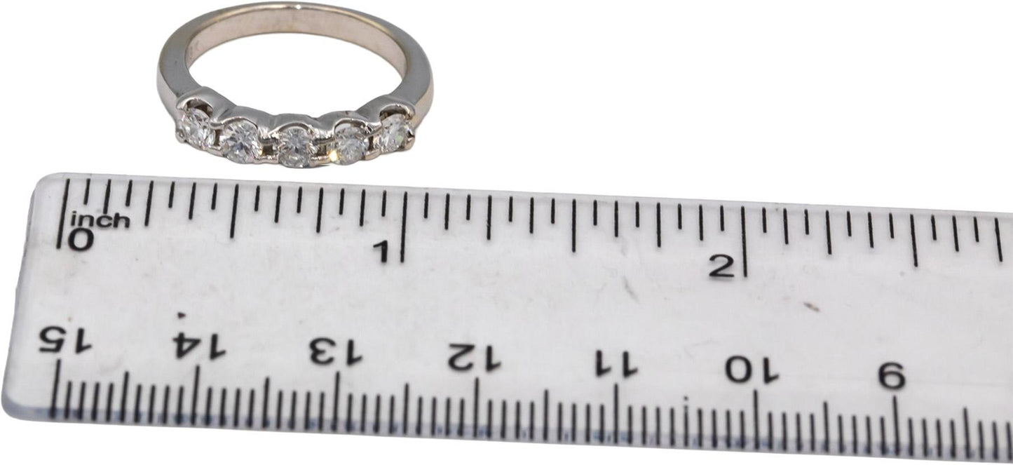 18k White Gold Round Diamond Five Stone Band Ring 1.0CT Size 6.5