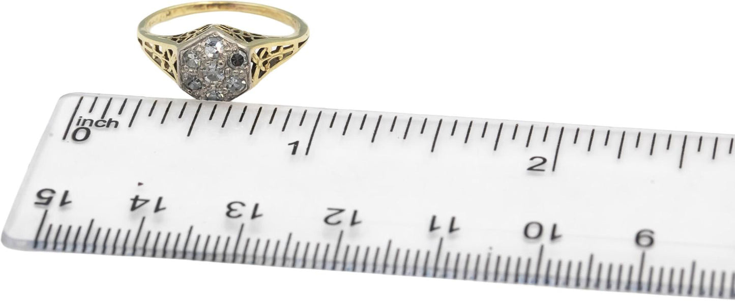 Vintage Antique 14k Yellow & White Gold VS Single Cut Diamond Ring 0.30CT Size 6