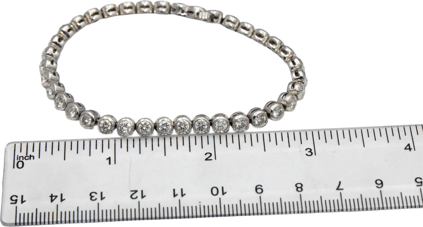 14k White Gold VS Round Bezel Set Diamond Tennis Bracelet 4.0CT