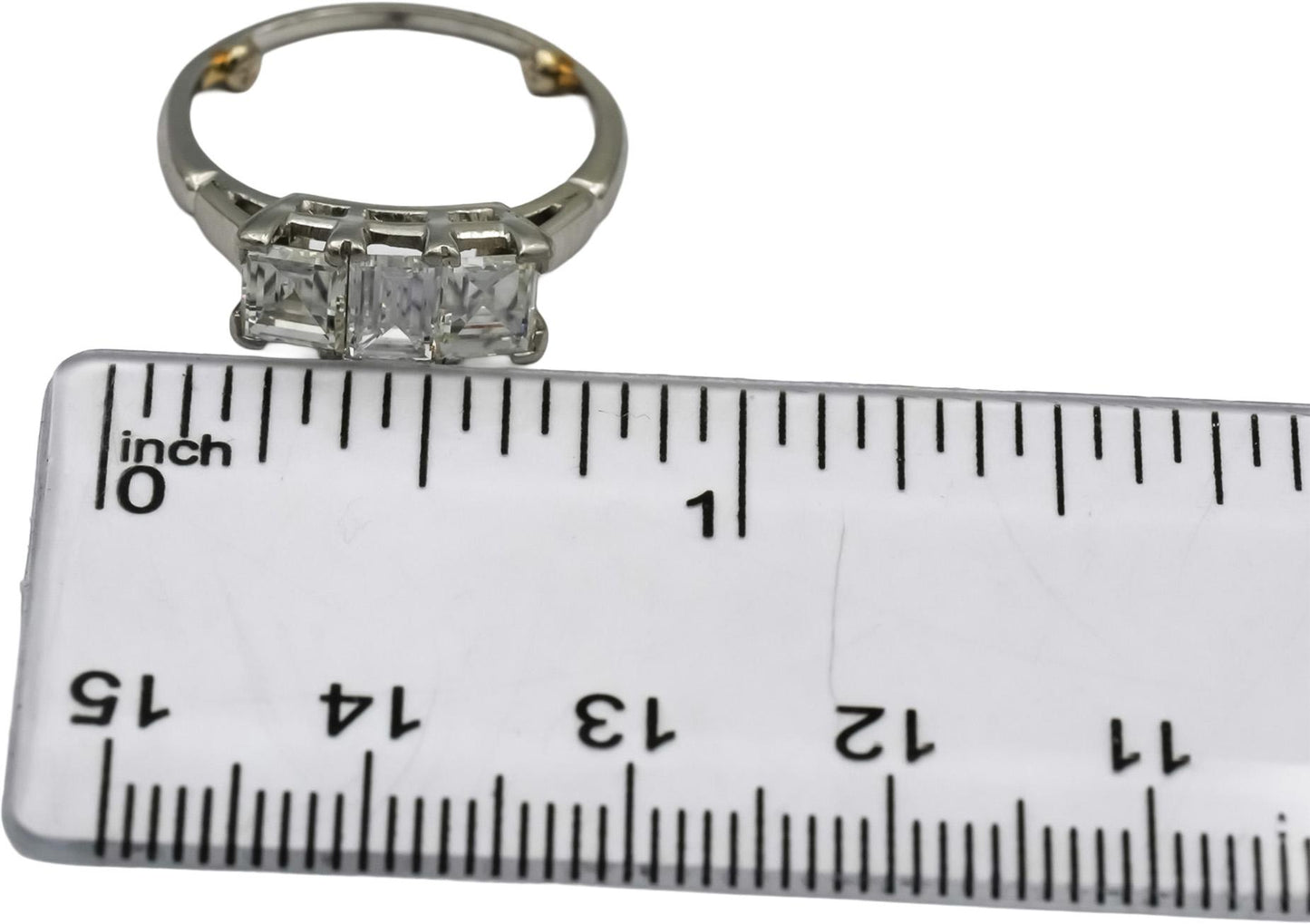 Vintage Antique Platinum VS Emerald Cut Diamond Three Stone Ring 1.15CT Size 5.5