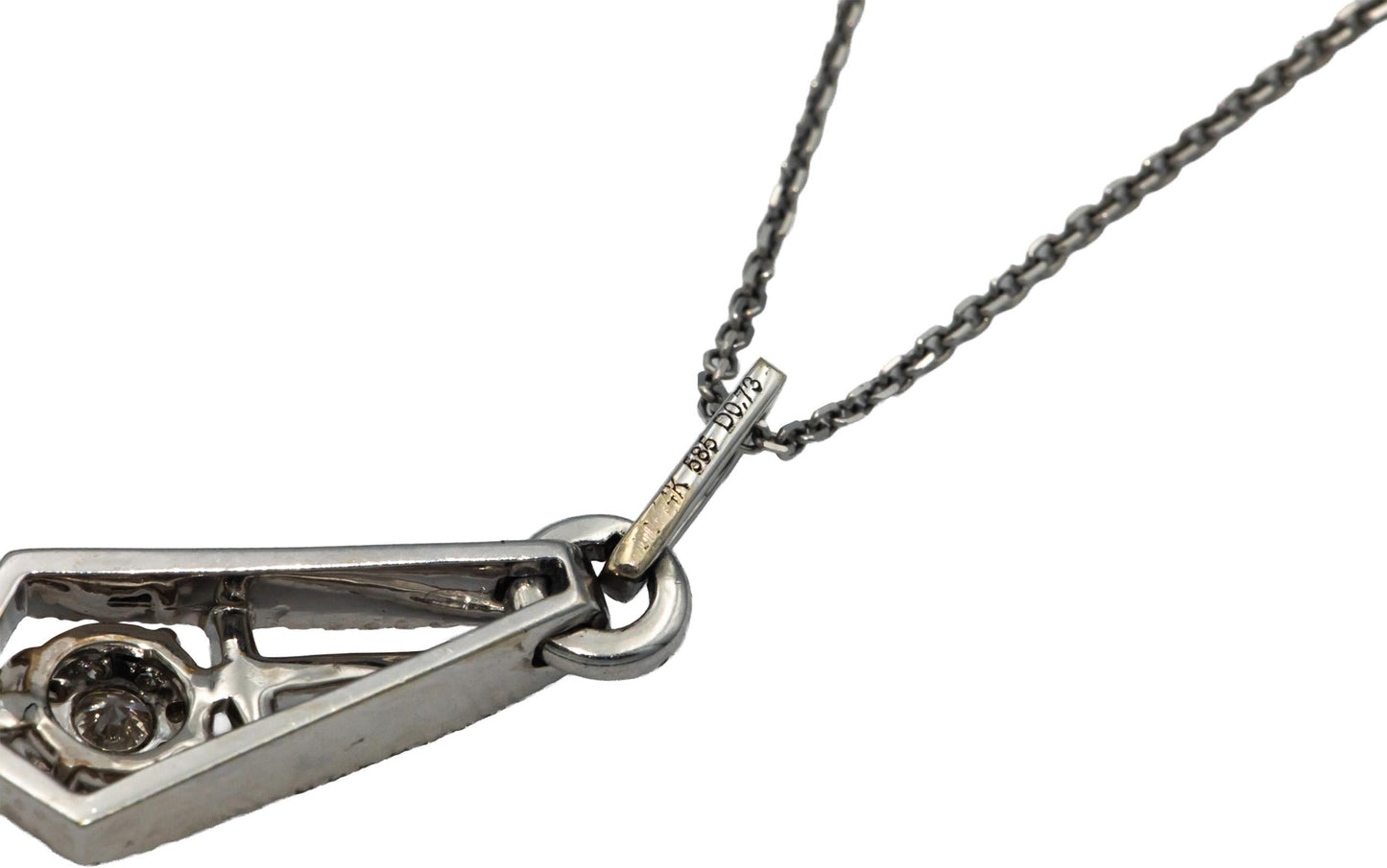 14k White Gold Round Diamond Cluster Pendant Chain Necklace 0.73CT