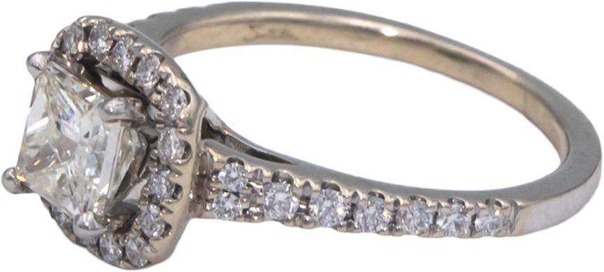14k White Gold 1.33CT Diamond Engagement Ring w/ 1.08CT Princess Center Sz 5.25