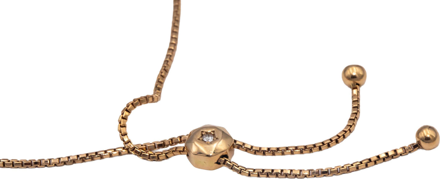 18k Yellow Gold 0.30CT Round Cut Diamond Bolo Bracelet with Adjustable Clasp