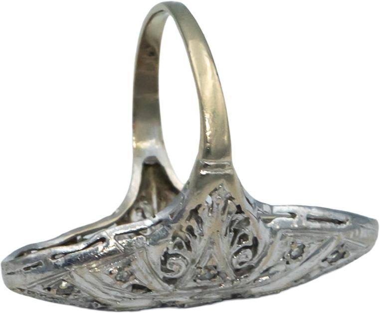 Vintage Antique 14k White Gold 0.25CT VS Diamond Filigree Cocktail Ring Size 5.5