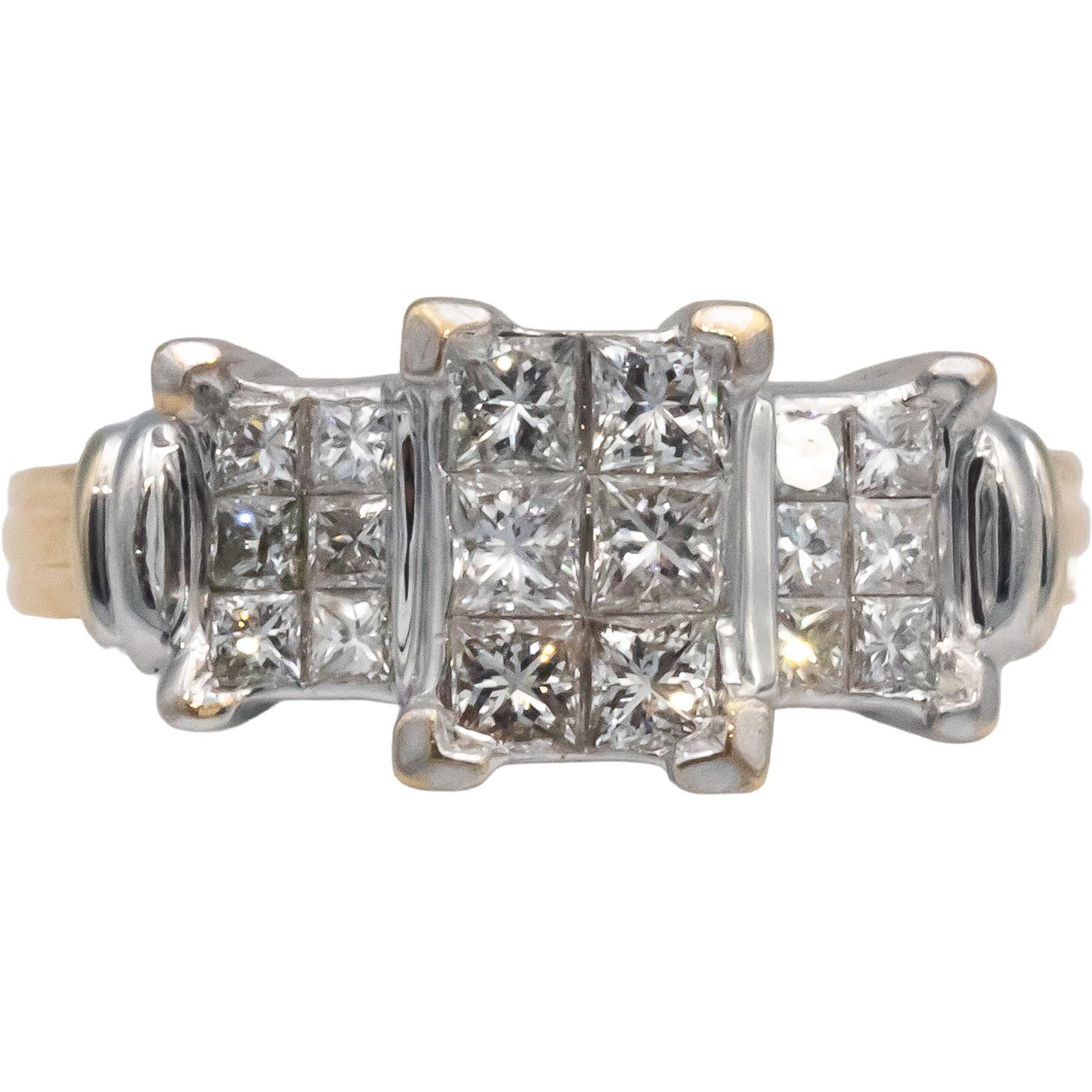 14k Yellow and White Gold 1.0CT Princess Cut Diamond Engagement Ring Size 6.5