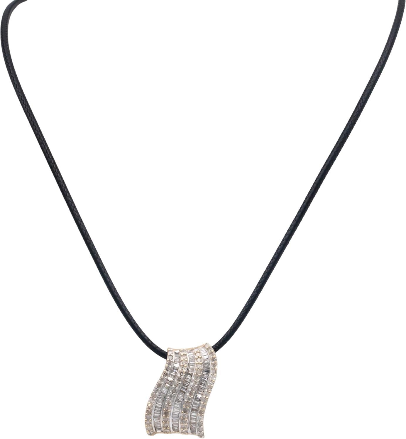 14k Yellow Gold Jewelry 2.0CT Diamond Ribbon Slide Pendant
