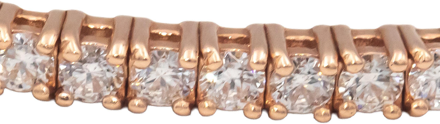 14k Rose Gold 2.27CT Round Cut Diamond Semi-Flexible Bangle Bracelet