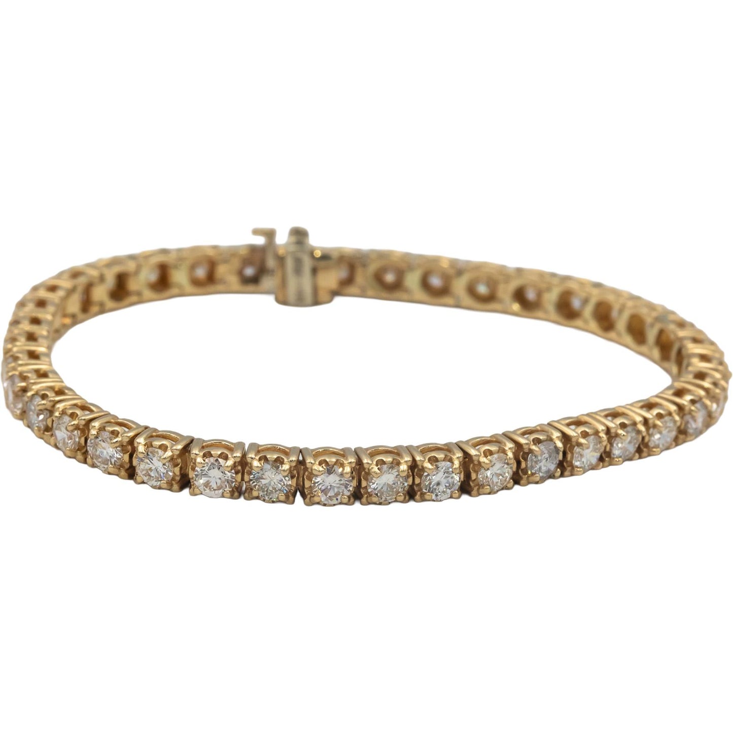 14k Yellow Gold Round Lab Grown Diamond Tennis Bracelet 6.0CT