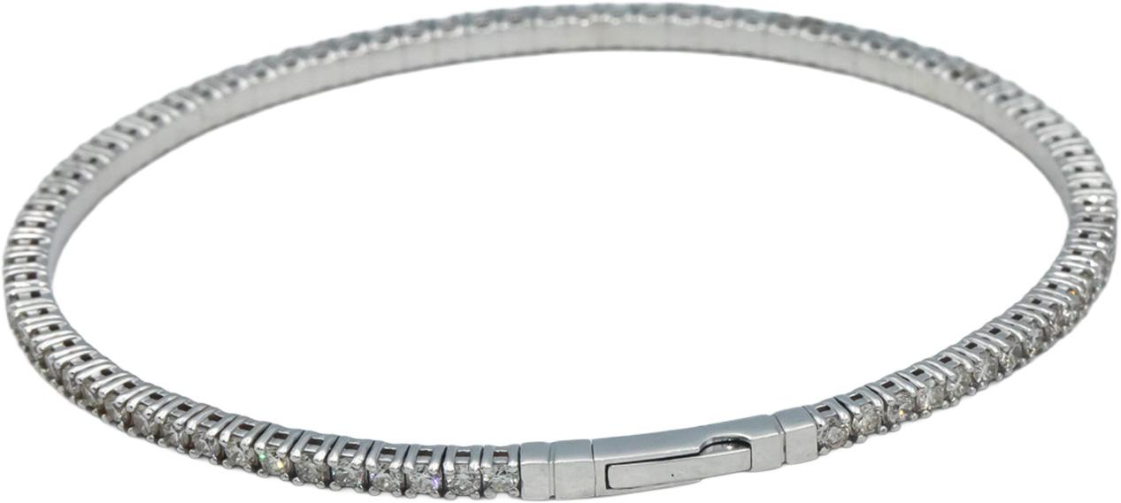 18k White Gold 2.33CT VS Round Cut Diamond Semi-Flexible Bangle Bracelet