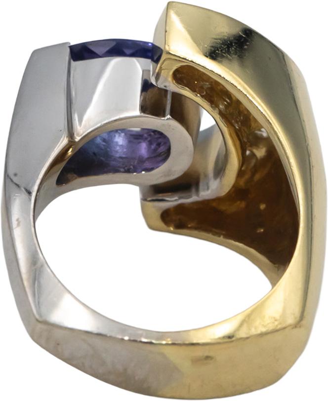 14k Yellow & White Gold 2.50CT VS Diamond and Tanzanite Ring Size 5