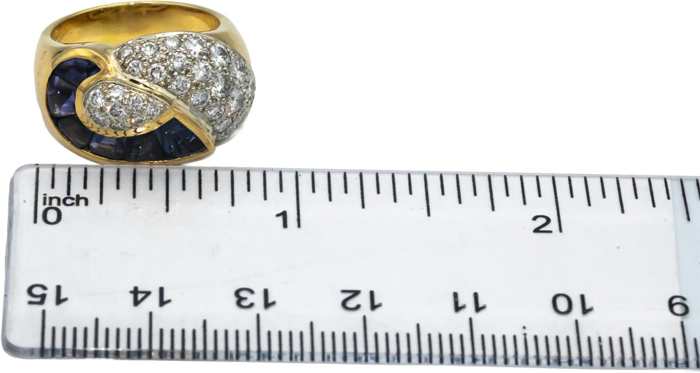 18k Yellow Gold VS Diamond and Tourmaline Cocktail Ring 2.25CT Size 6.5