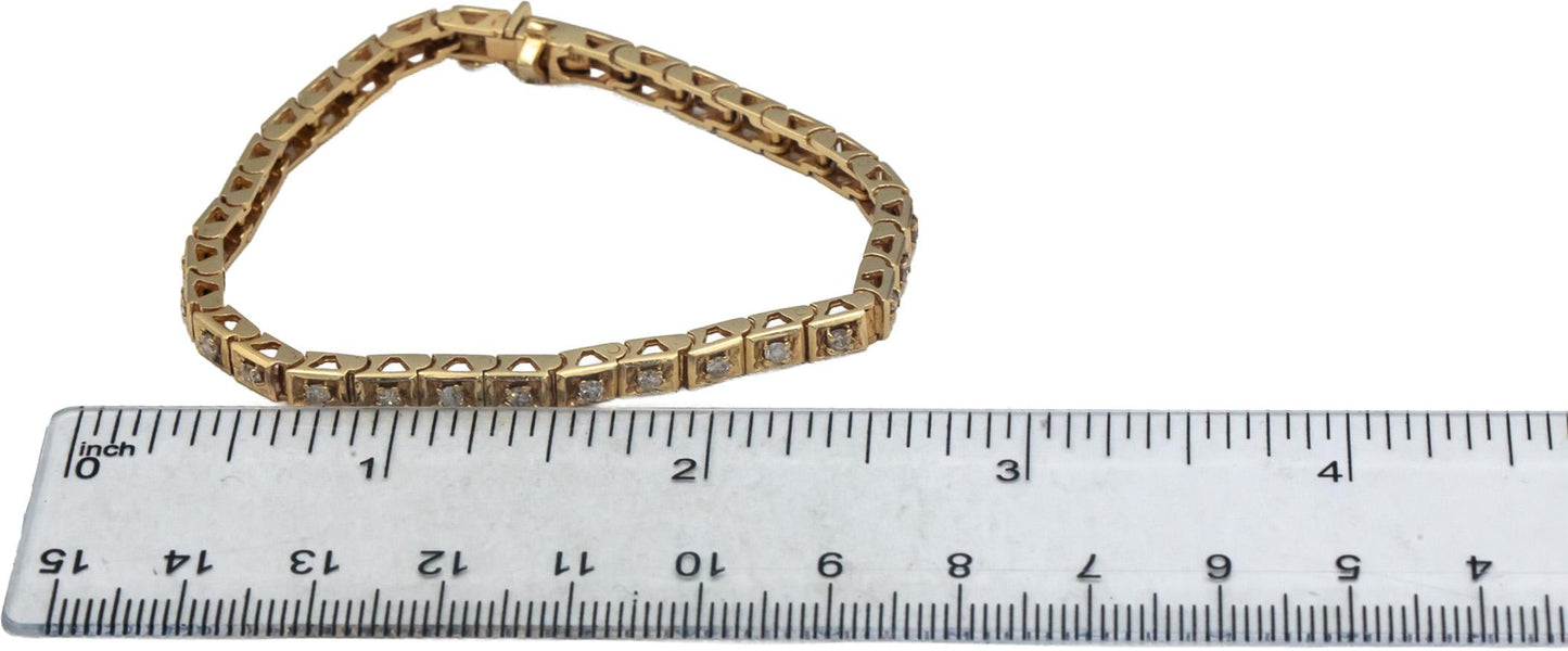 14k Yellow Gold Jewelry Round Diamond Tennis Bracelet 0.95CTW