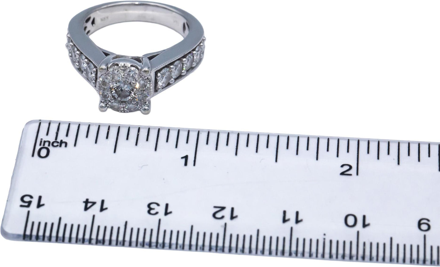 14k White Gold Round Diamond Engagement Ring 1.75CT Size 7.25
