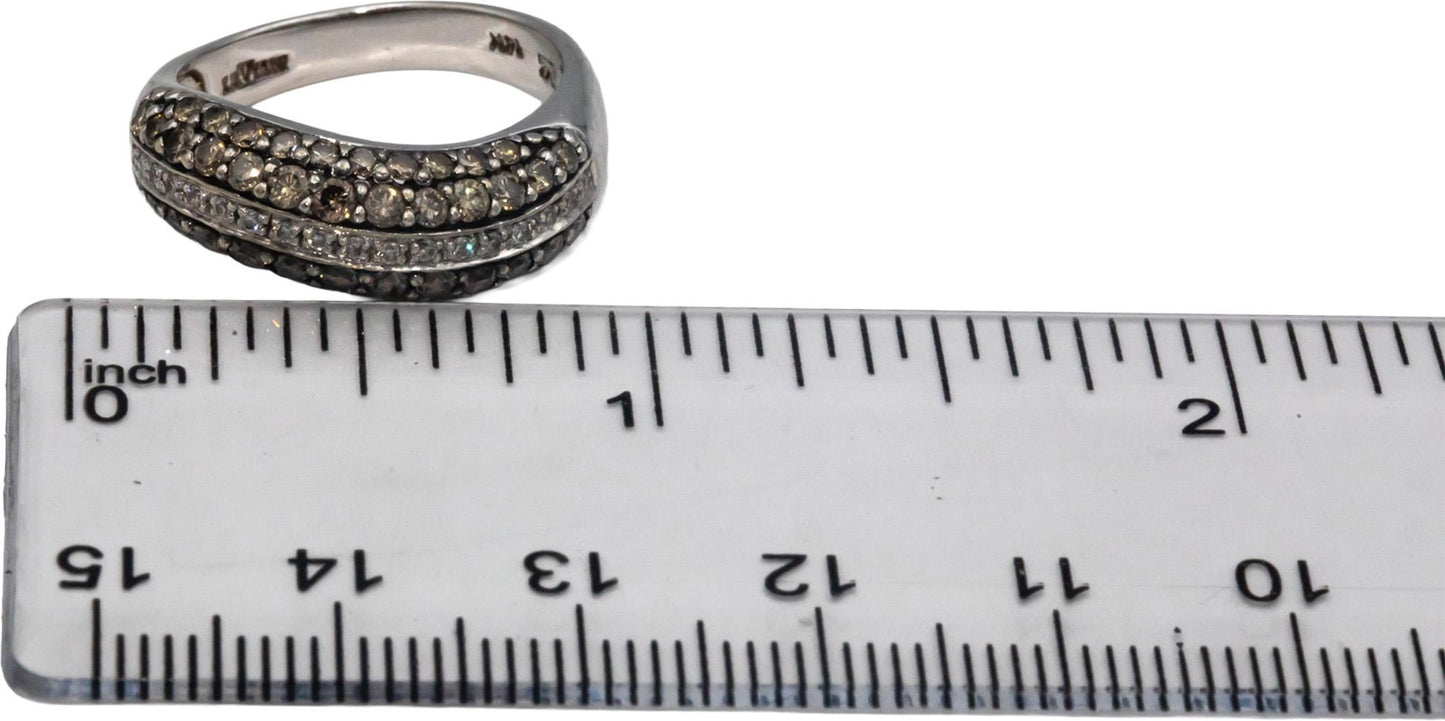 LE VIAN 14k White Gold Round Diamond Wavy Band Ring 1.0CT Size 6.75