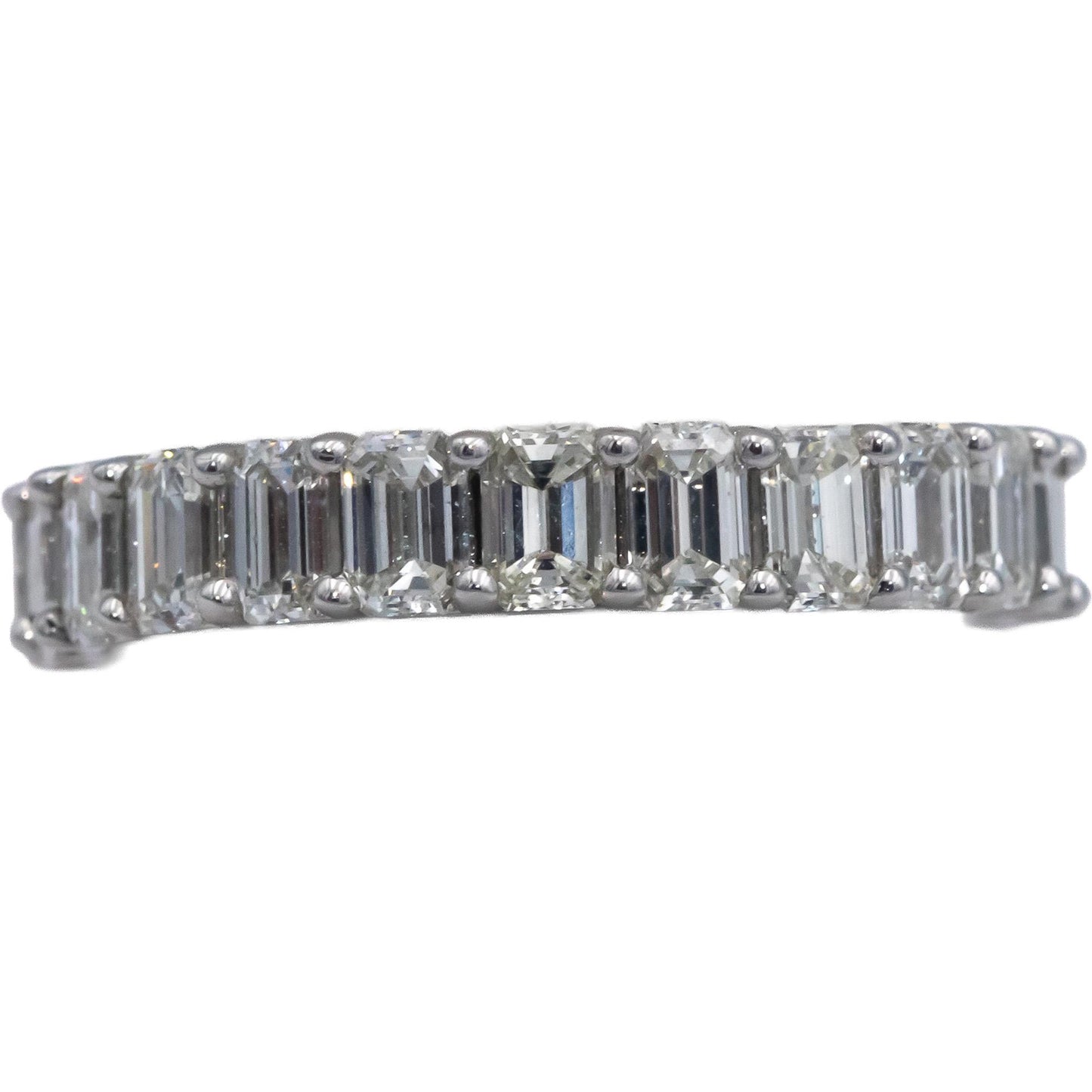 18k White Gold VS Emerald Cut Diamond Eternity Band Ring 4.25CT Size 6.5