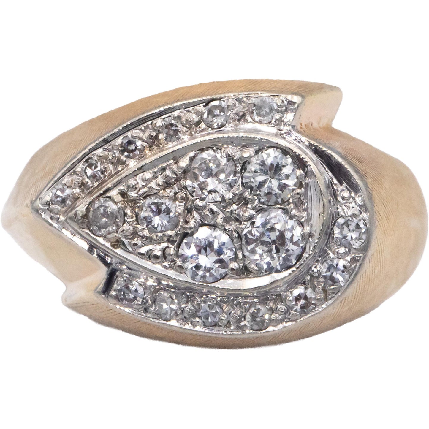 14k Yellow Gold 0.50CT Round Cut Diamond Florentine Ring Size 7