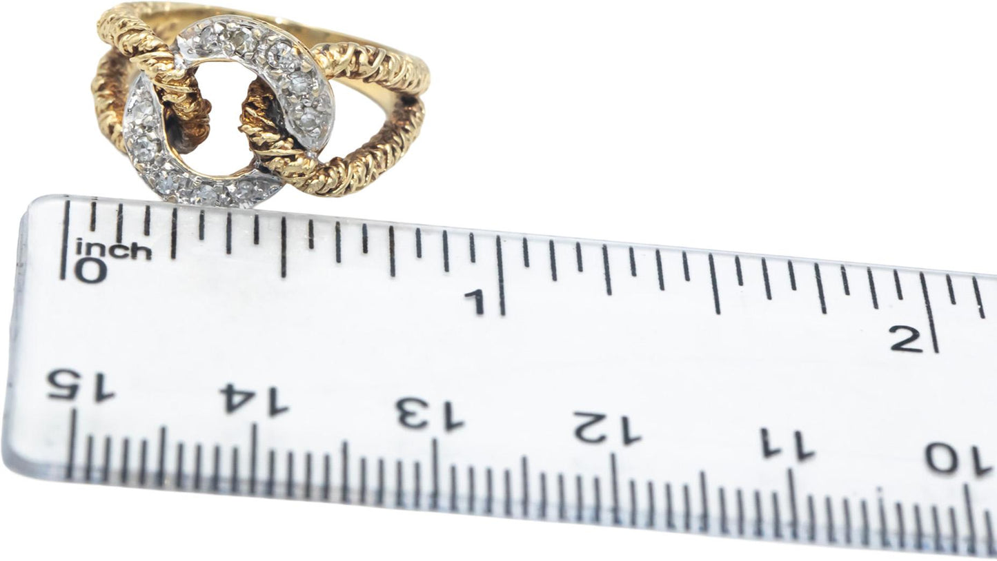 10k Yellow Gold 0.15CT VS Round Cut Diamond Chain Link Design Ring Size 5